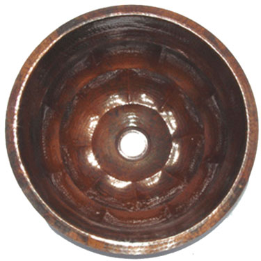 Mexican Copper Hammered Patina Sink -- s6013 Round Brick